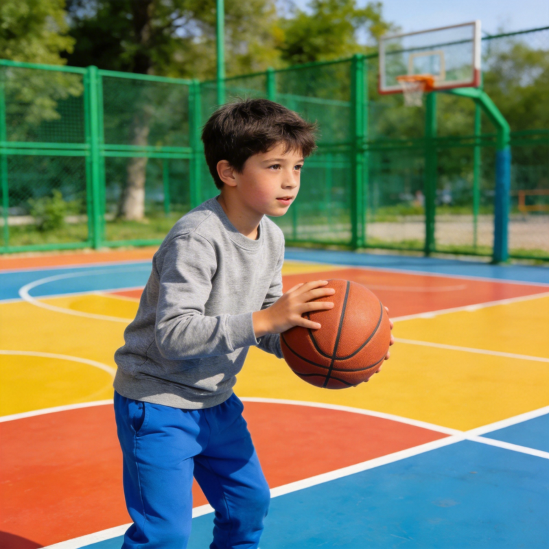 少年篮球场运球图片