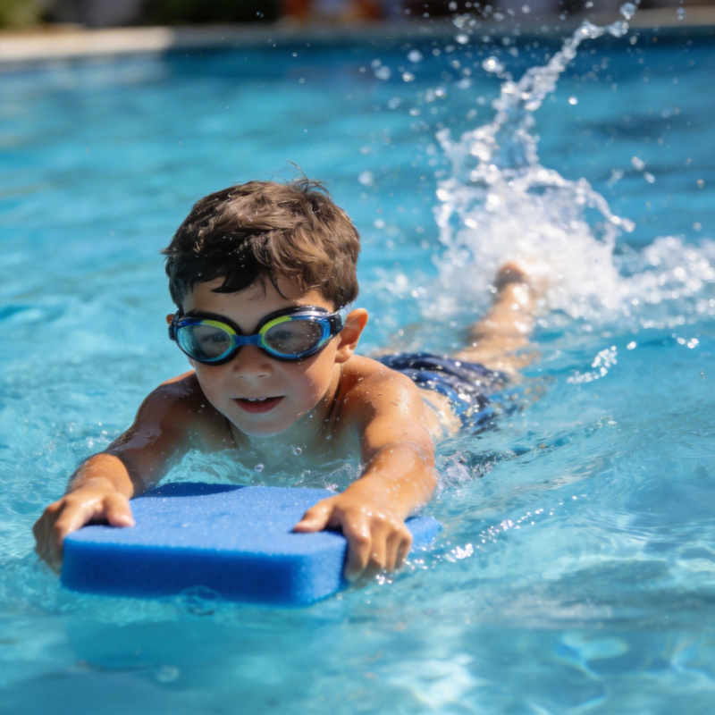 泳池里的小游泳者图片