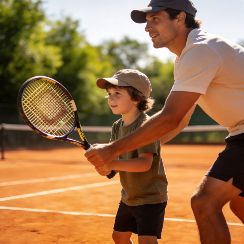父子网球教学图片