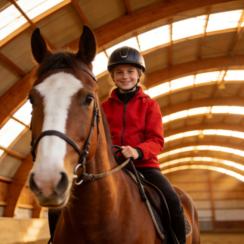 少女骑马微笑图片