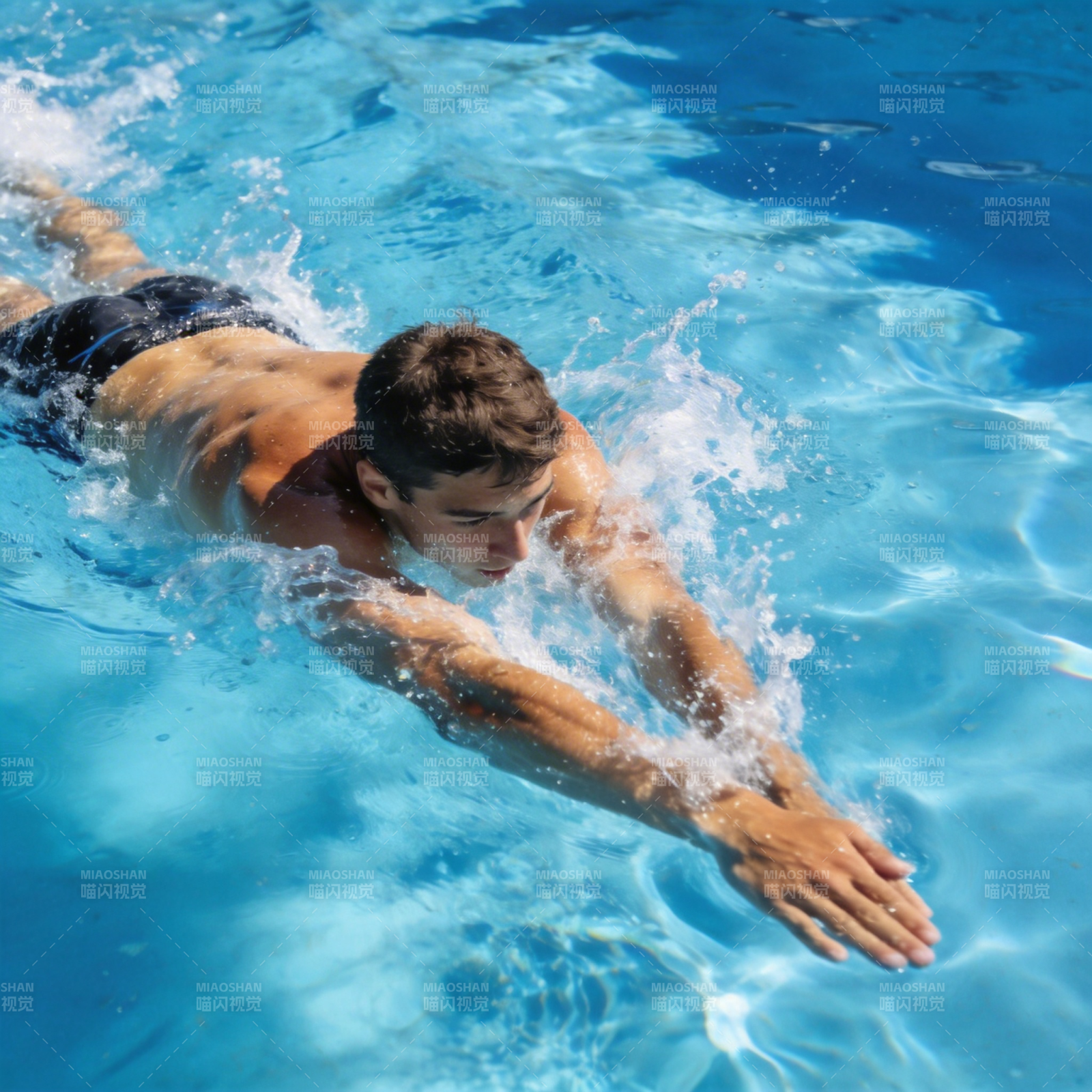 泳池中的自由泳瞬间图片