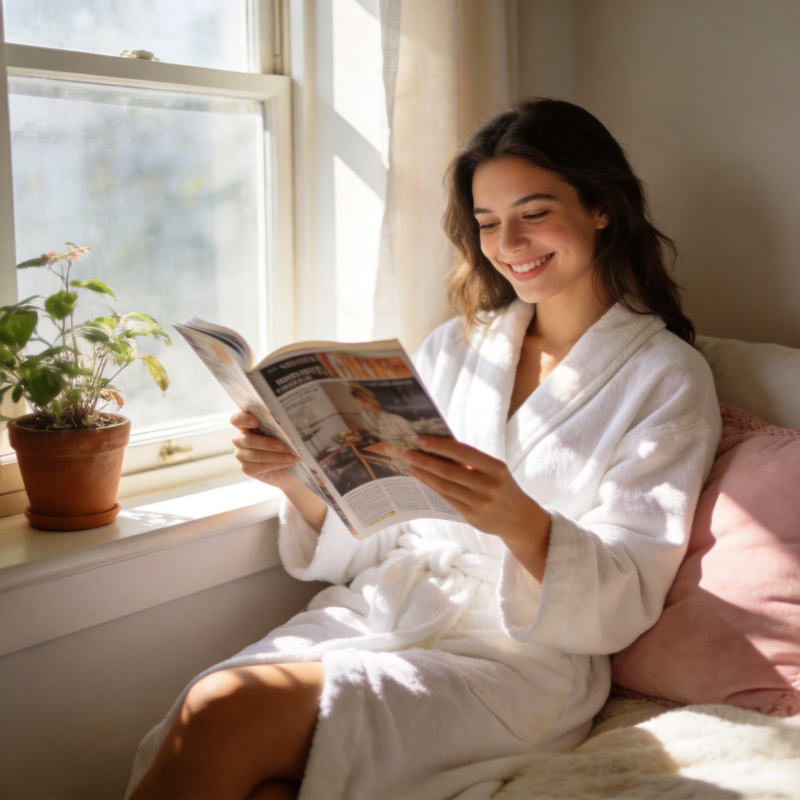 晨光中阅读的惬意图片