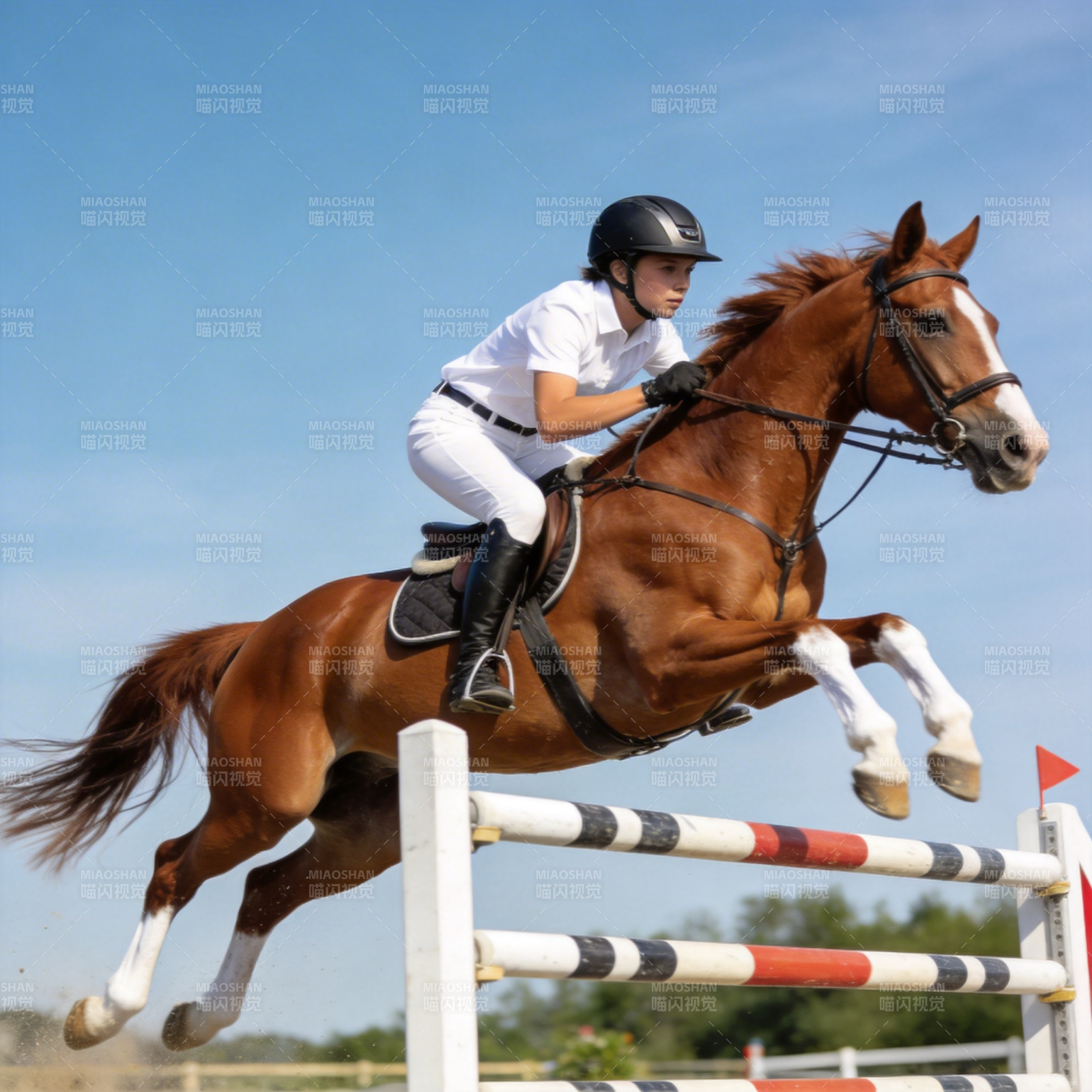 骏马飞跃障碍图片