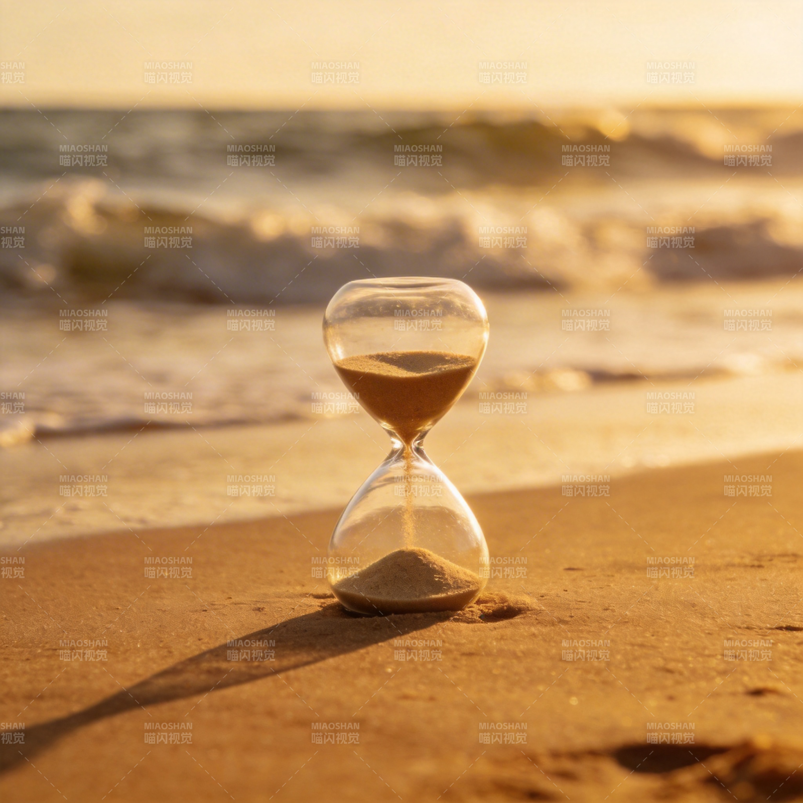 沙漏与海浪图片