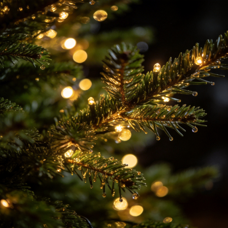 圣诞树上的温暖灯光图片