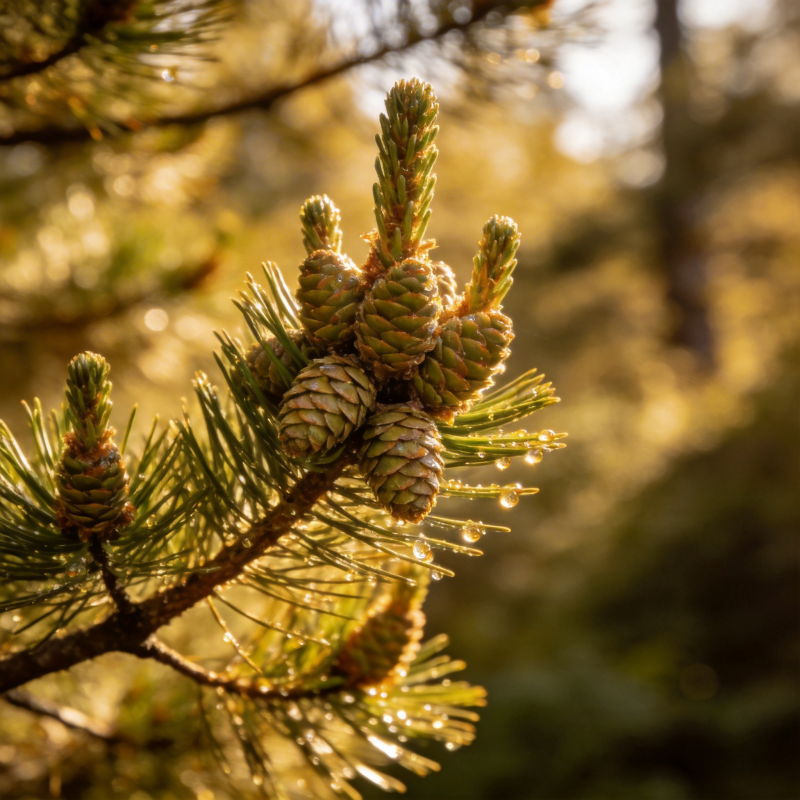 松枝晨露 静谧自然图片