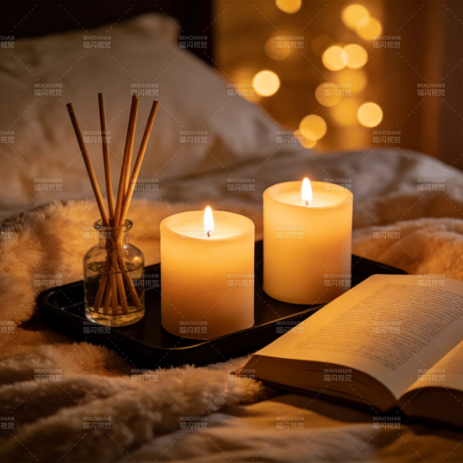 烛光伴读夜图片