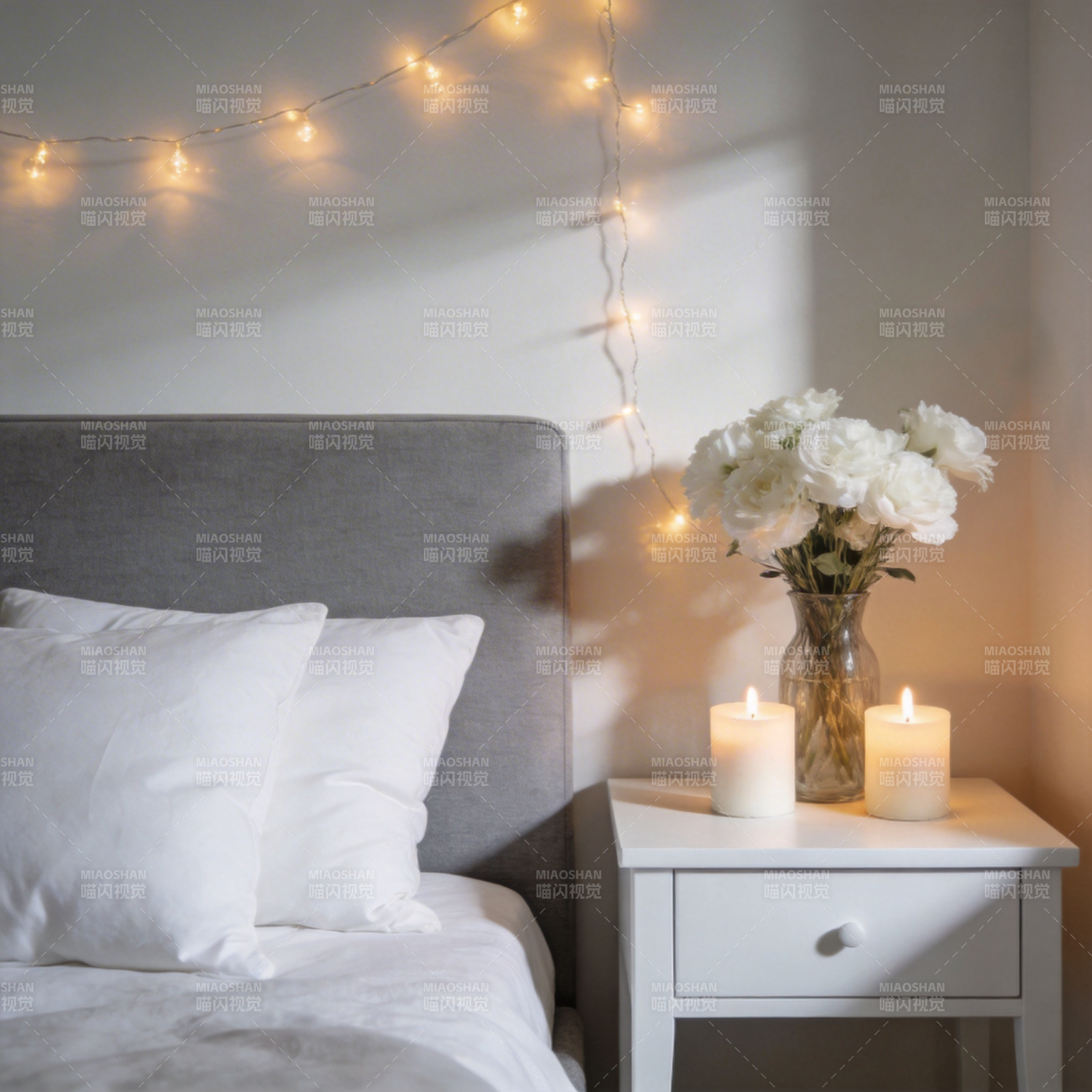 温馨卧室夜景图片