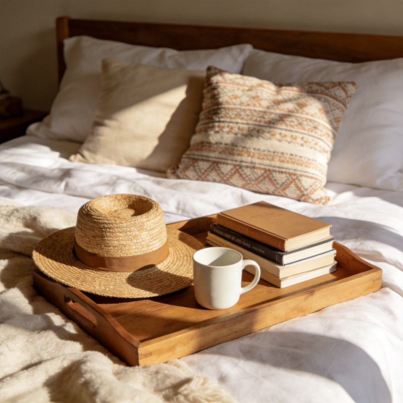 阳光下的床边时光图片