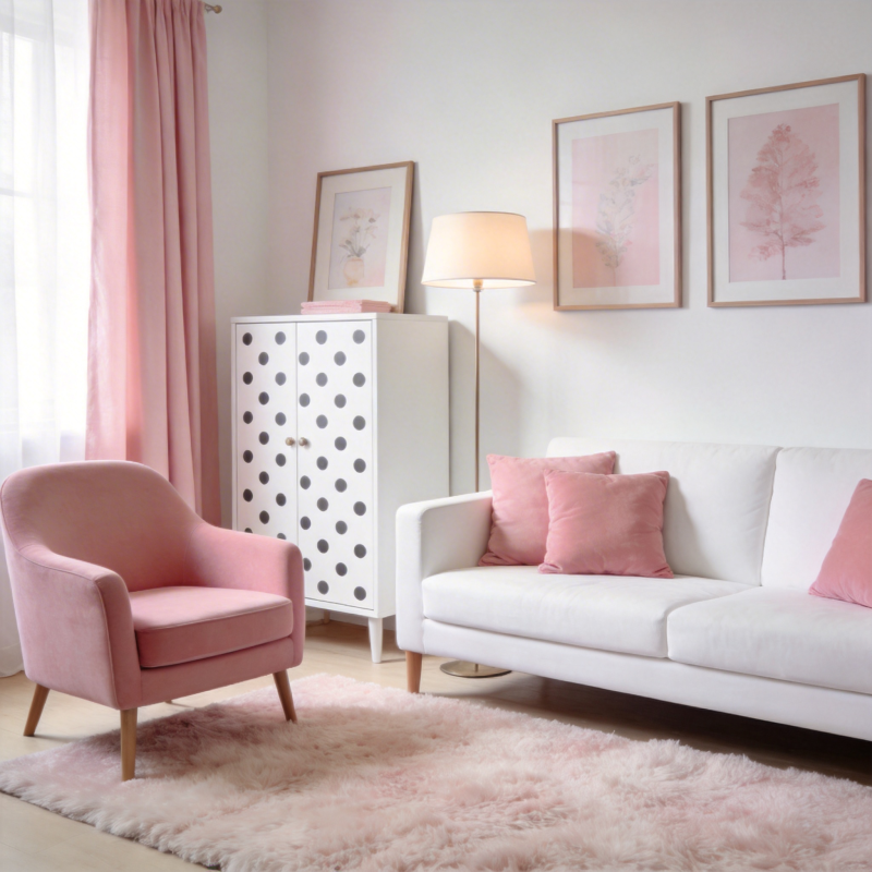粉色温馨客厅图片
