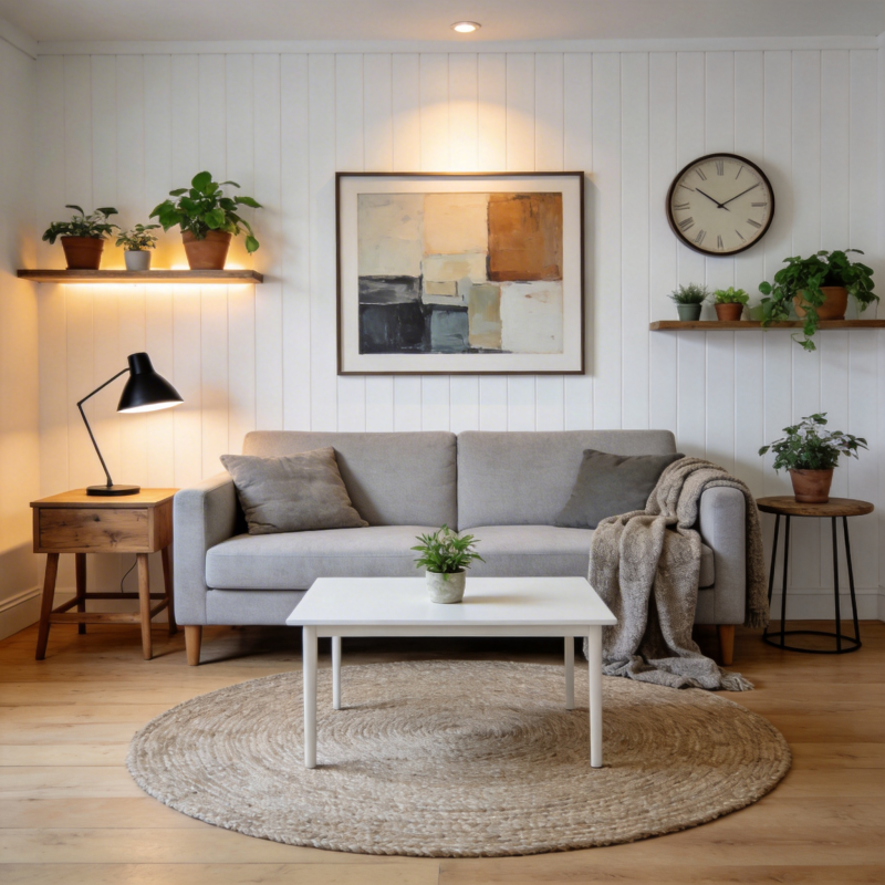 温馨北欧客厅一角图片