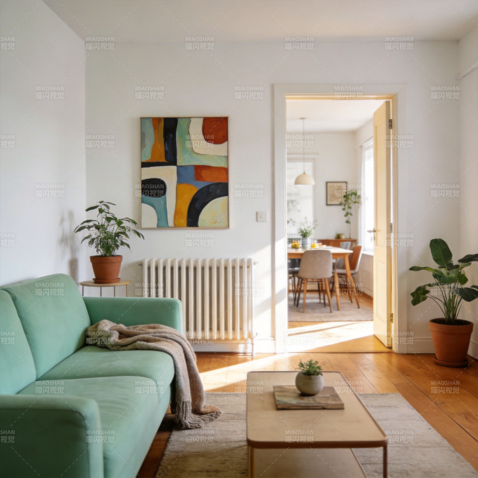 清新现代客厅一角图片