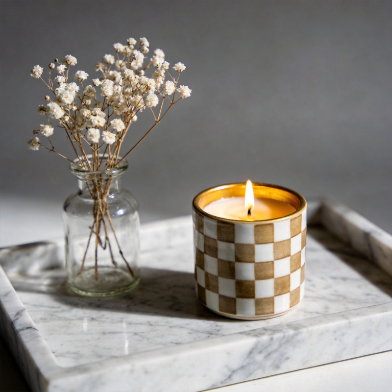 烛光与干花静谧相伴图片