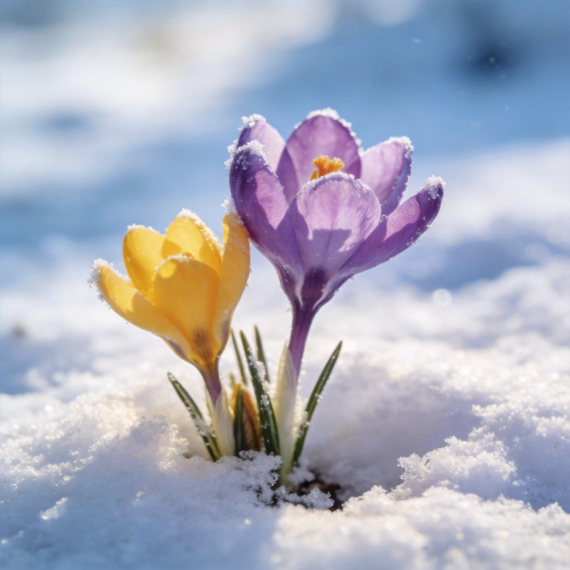 雪中绽放的春花图片