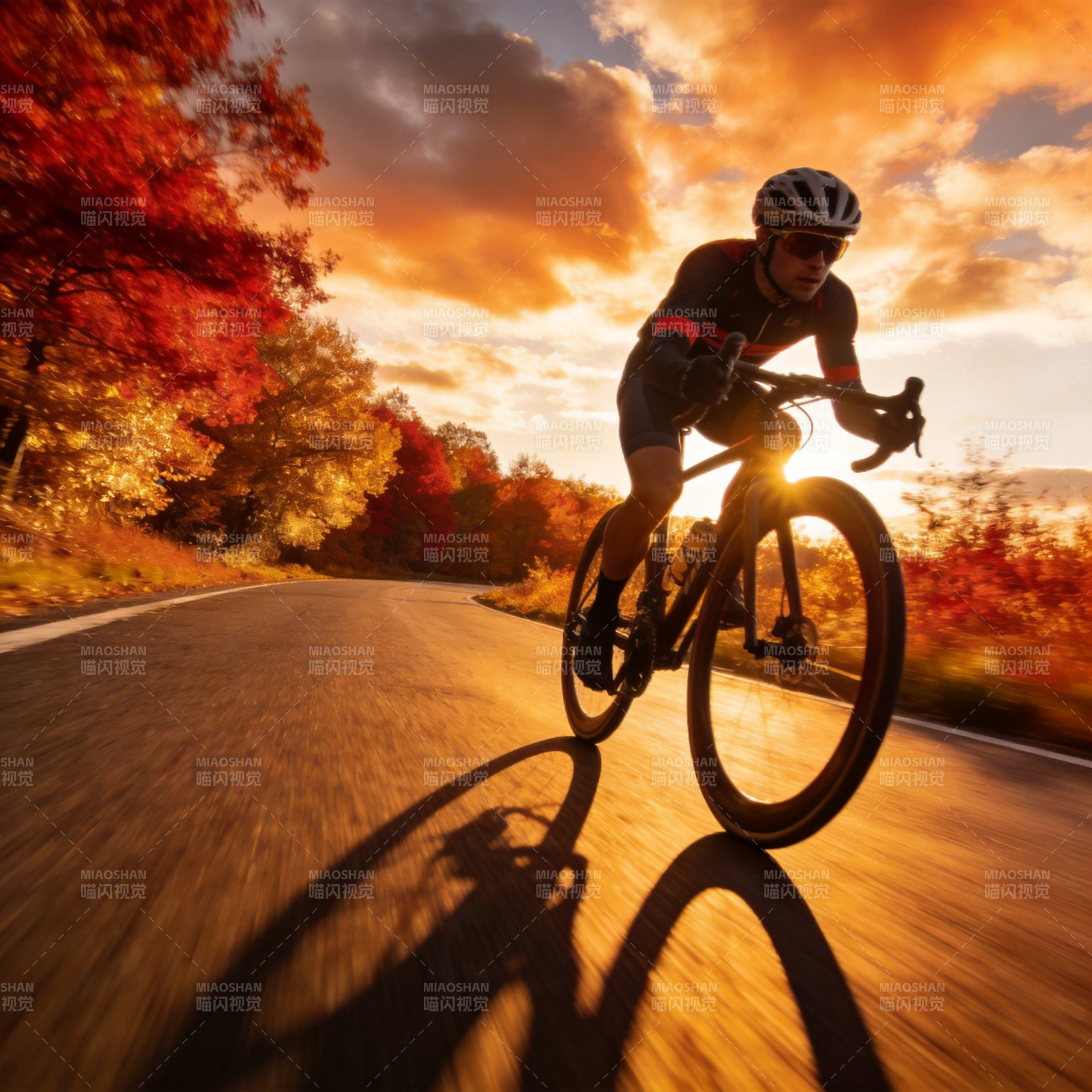 秋日骑行 光影如画图片