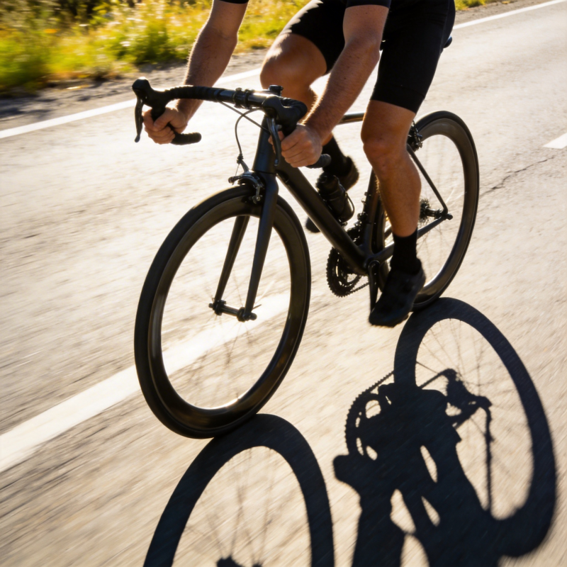 骑行者疾驰在路上图片