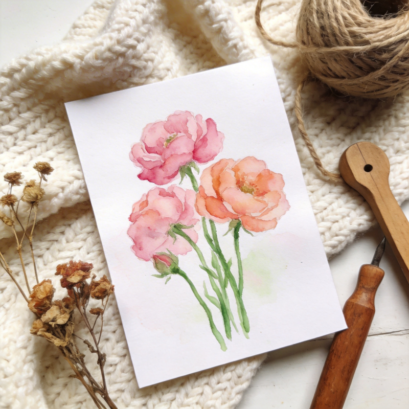 水彩玫瑰静物画图片