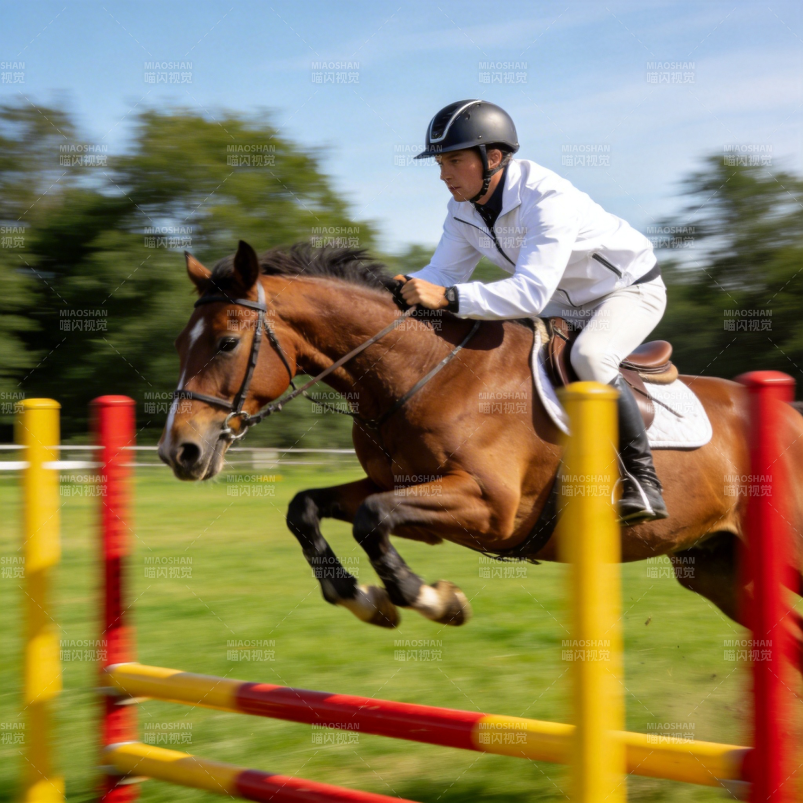 骏马飞跃障碍图片