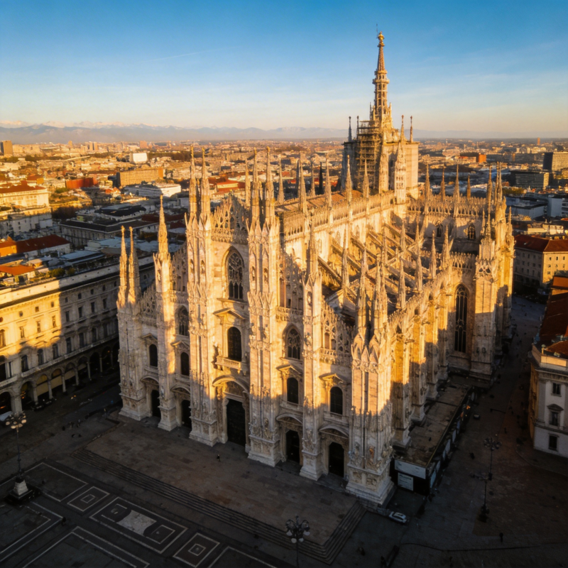 米兰大教堂晨光图片