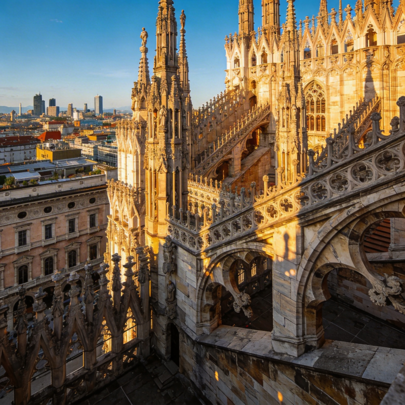 米兰大教堂晨光图片