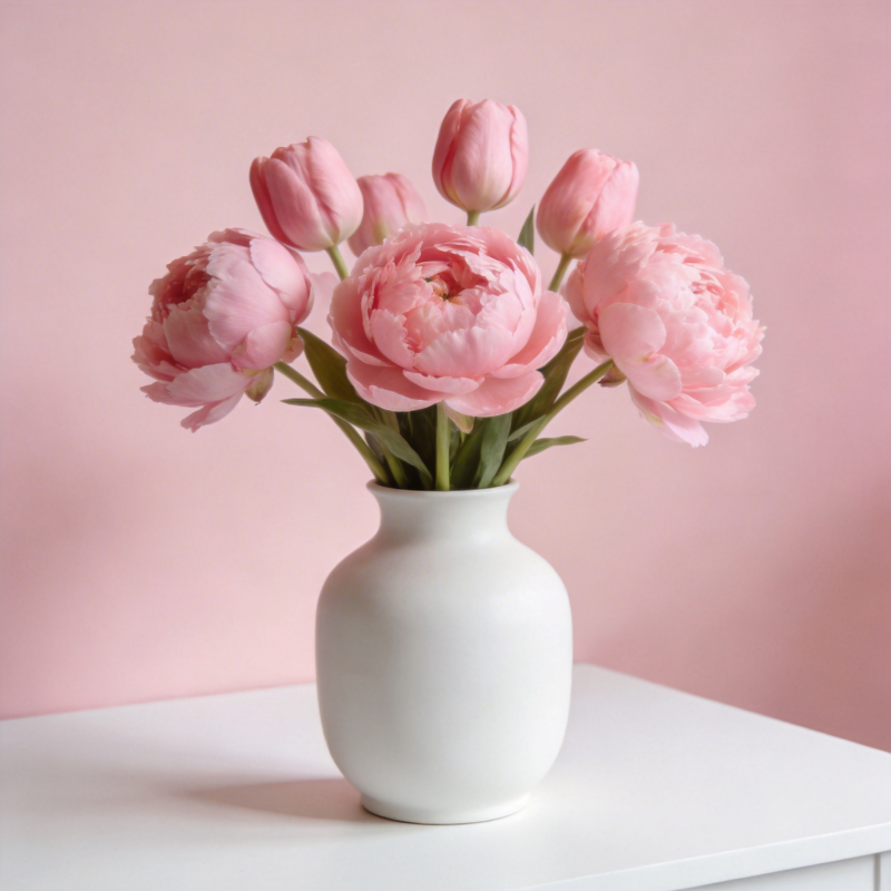 粉花白瓶静谧美图片