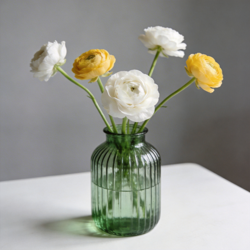 花瓶中的白黄花图片