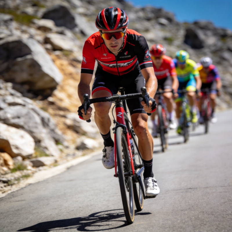 骑行者奋力登坡图片