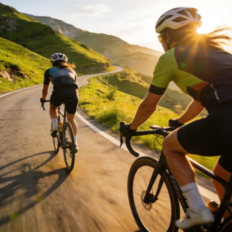 骑行山间 追光而行图片