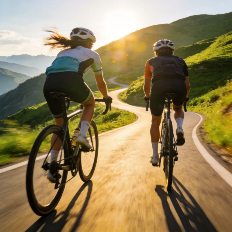 骑行山间 追光而行图片