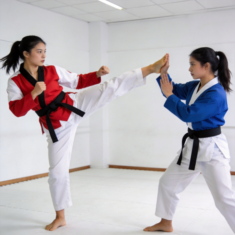 跆拳道对练瞬间图片