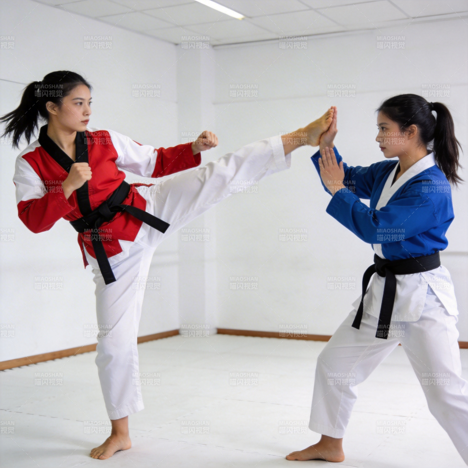 跆拳道对练瞬间图片