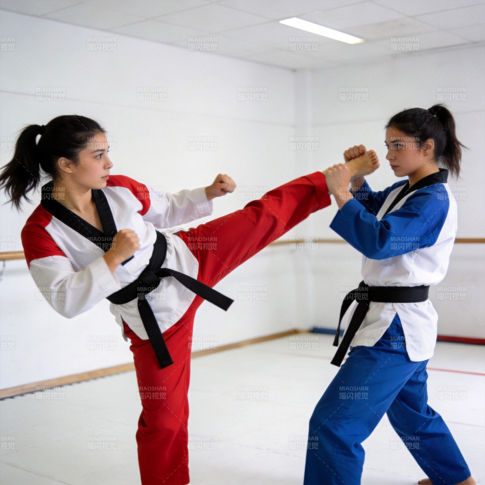 跆拳道对练瞬间图片
