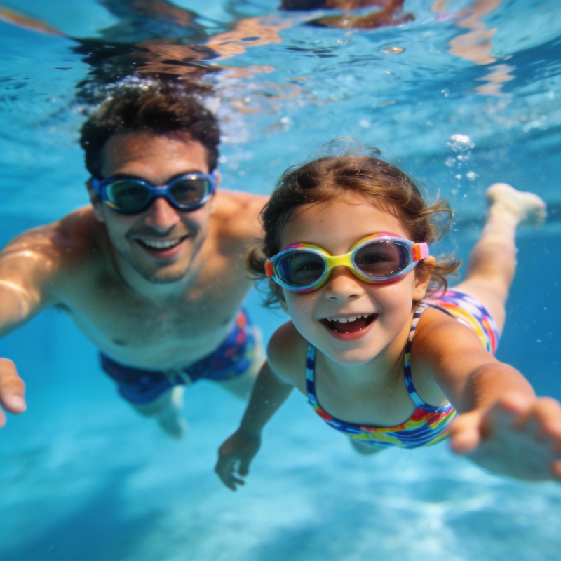 父女水中嬉戏图片