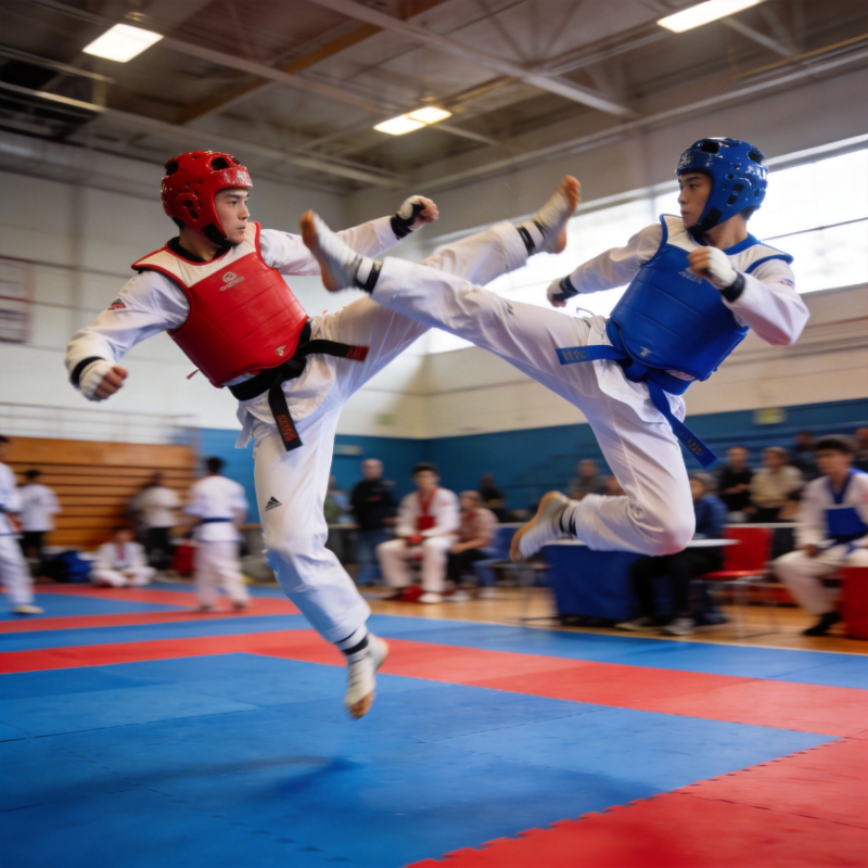 跆拳道对决瞬间图片