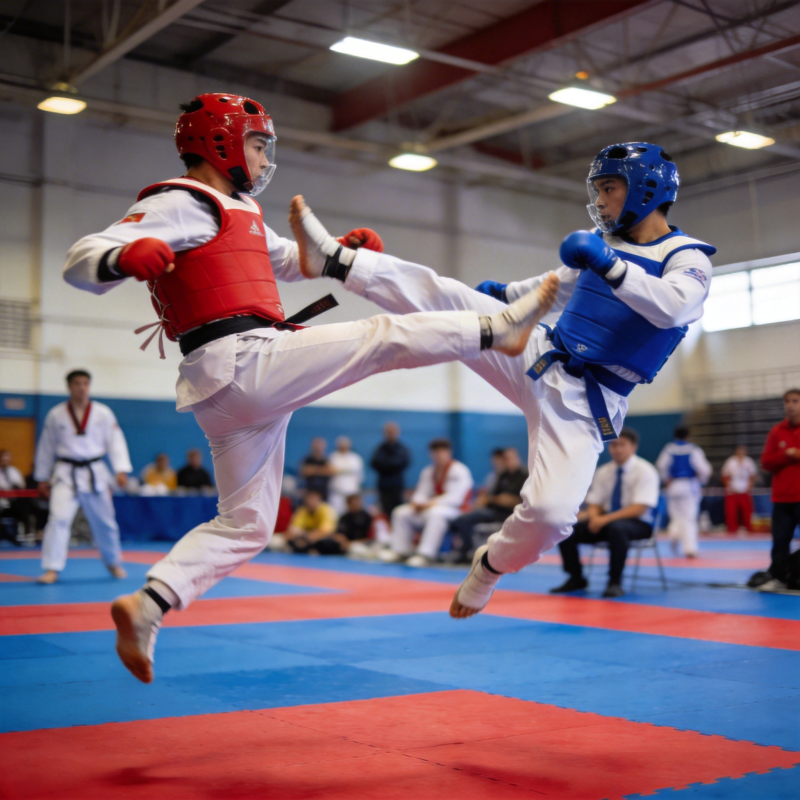 跆拳道对决瞬间图片