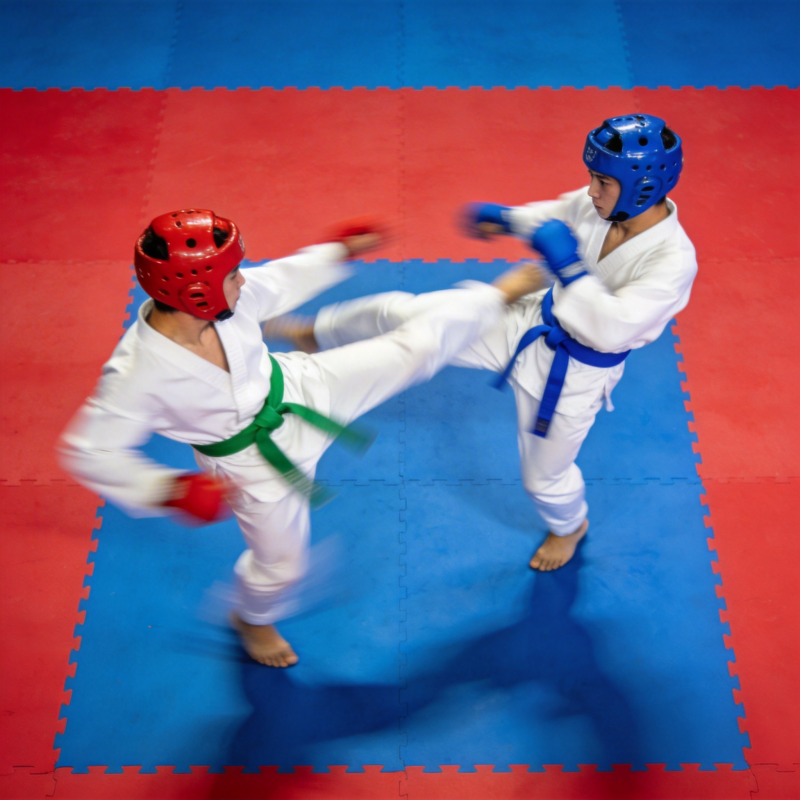 跆拳道对练瞬间图片