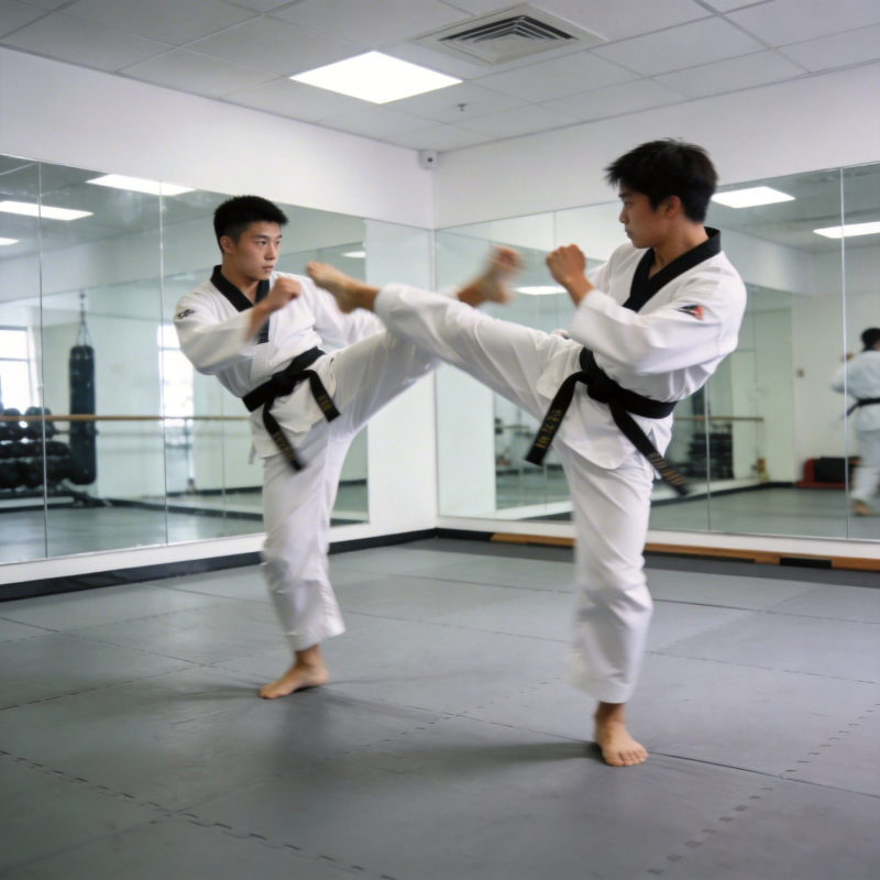 跆拳道对练瞬间图片