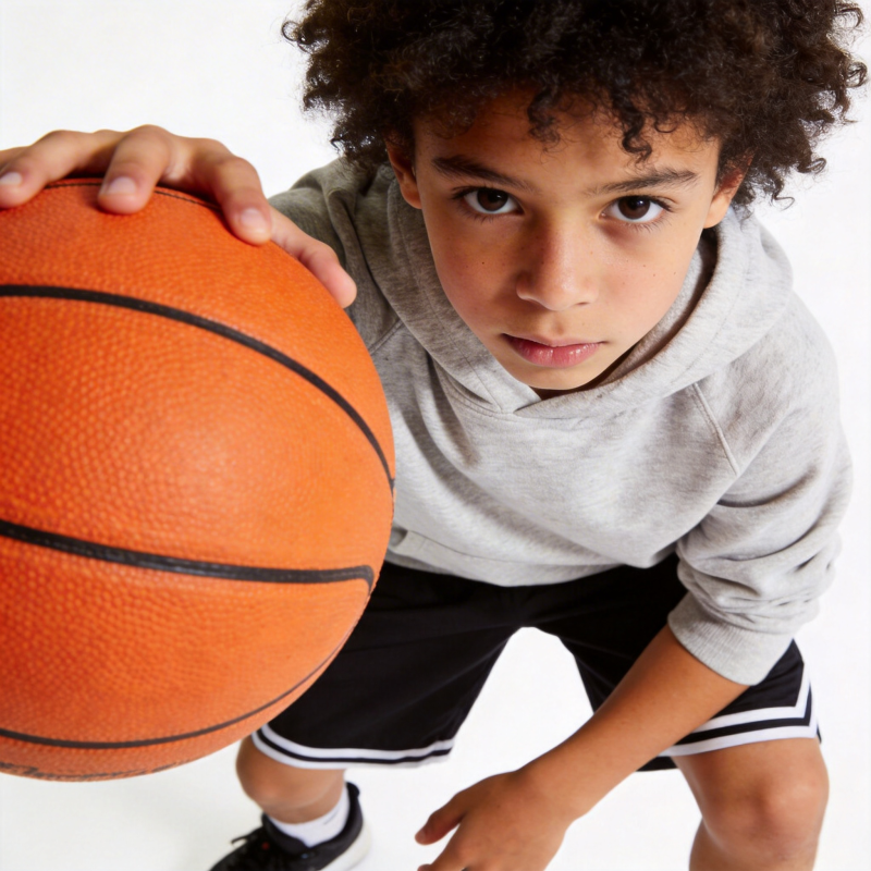 少年持球 专注凝视图片