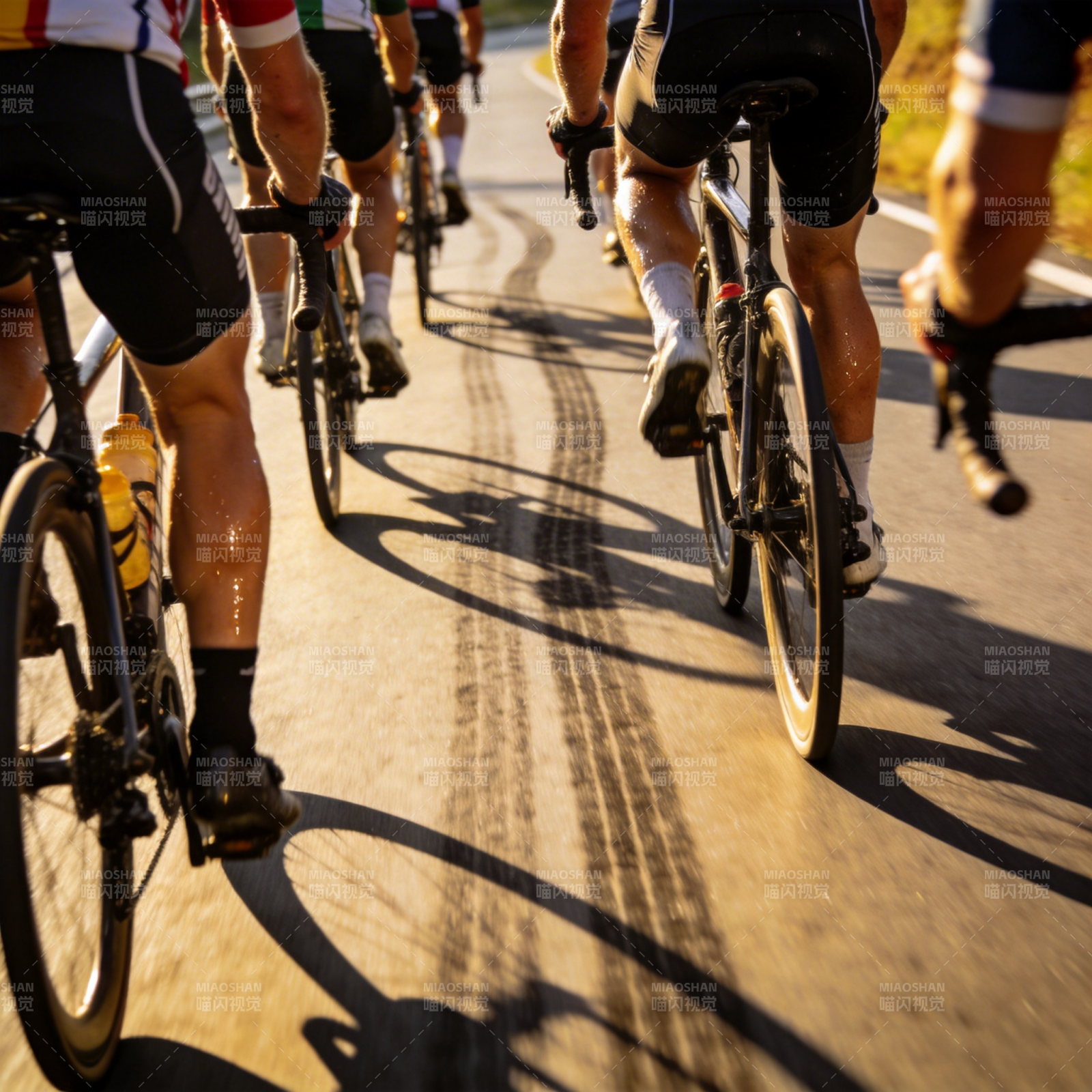 骑行者疾驰在路上图片