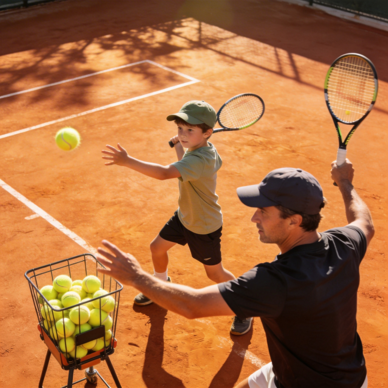 父子网球教学图片