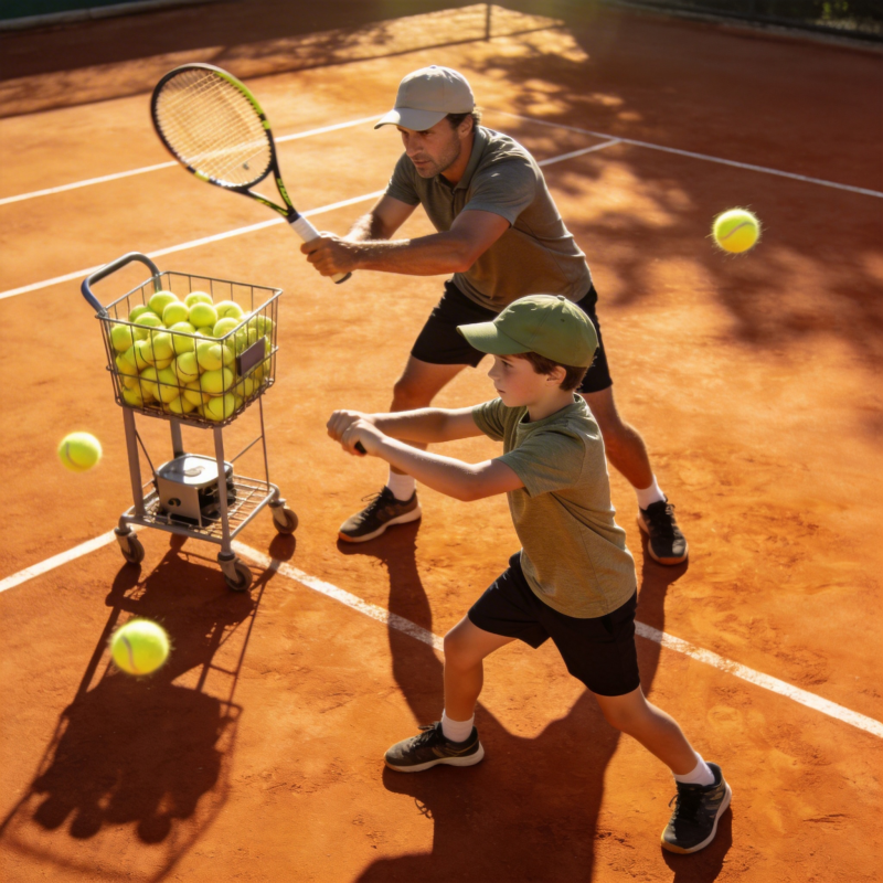 父子网球训练图片