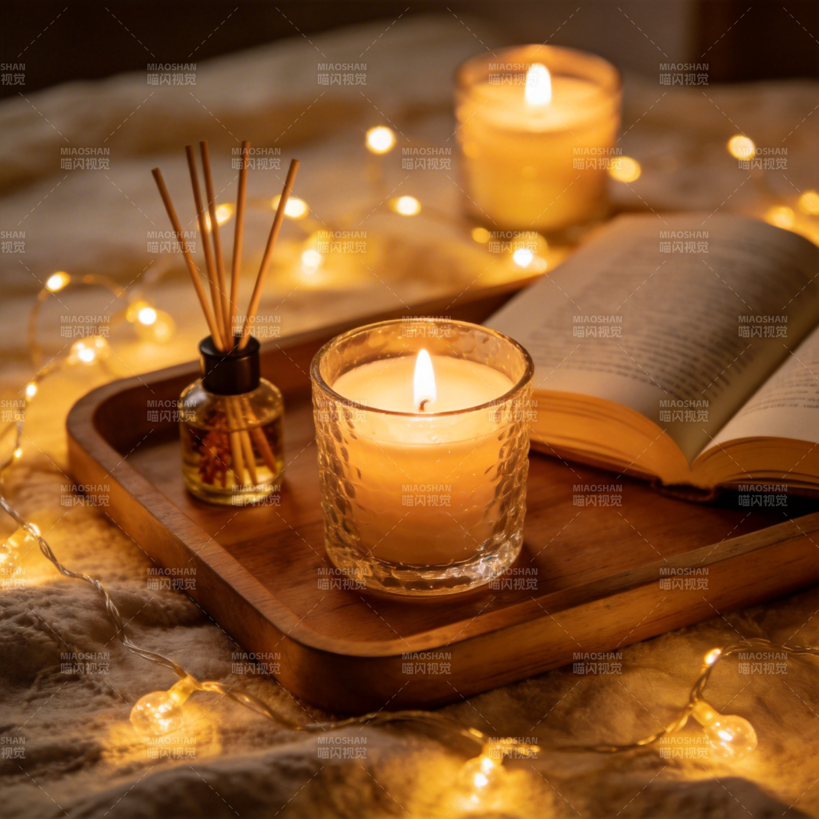 温馨烛光阅读夜图片