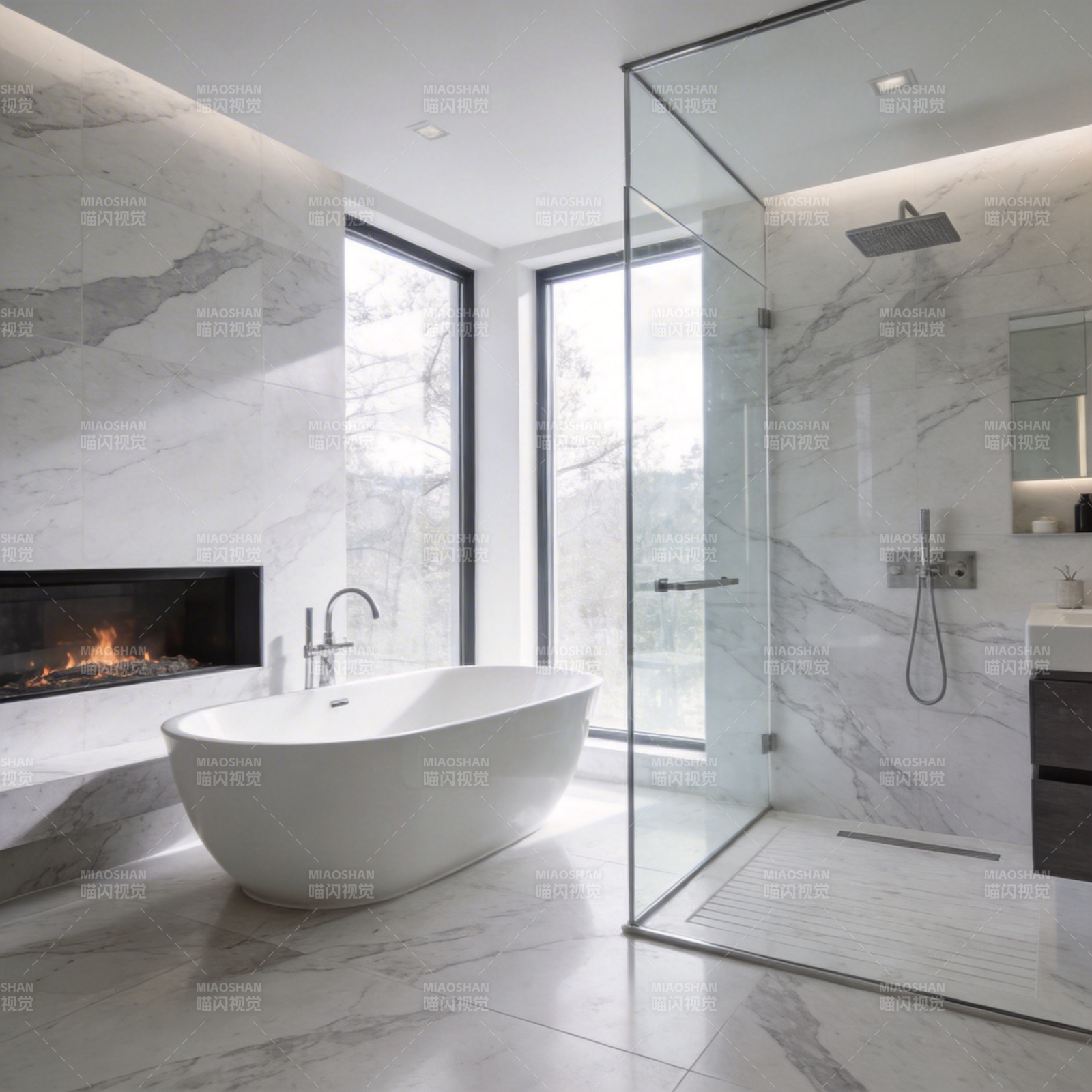 现代大理石浴室图片