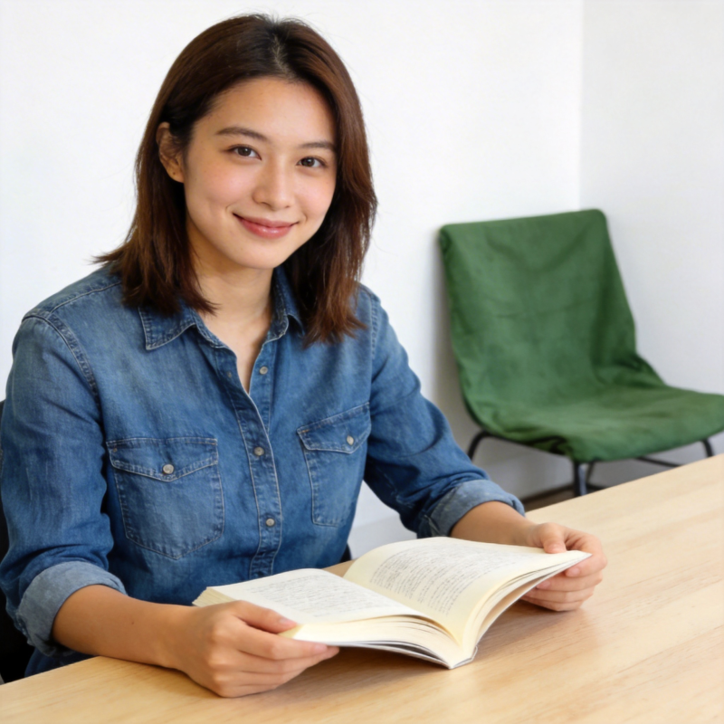 阅读中的微笑女孩图片