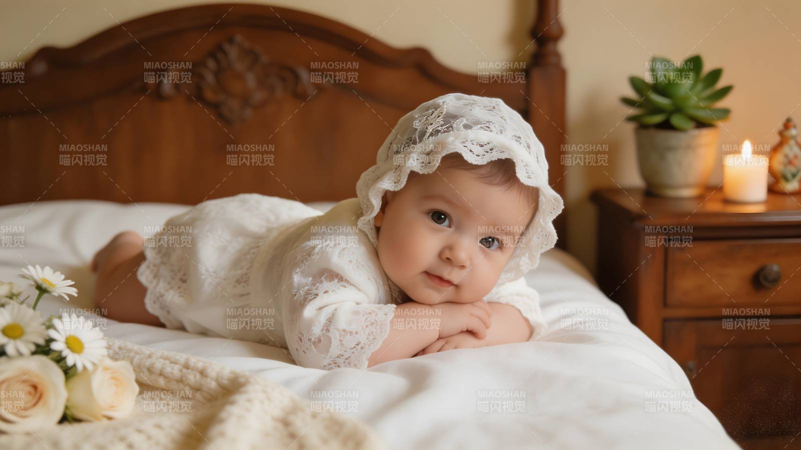 婴儿床边的可爱瞬间图片