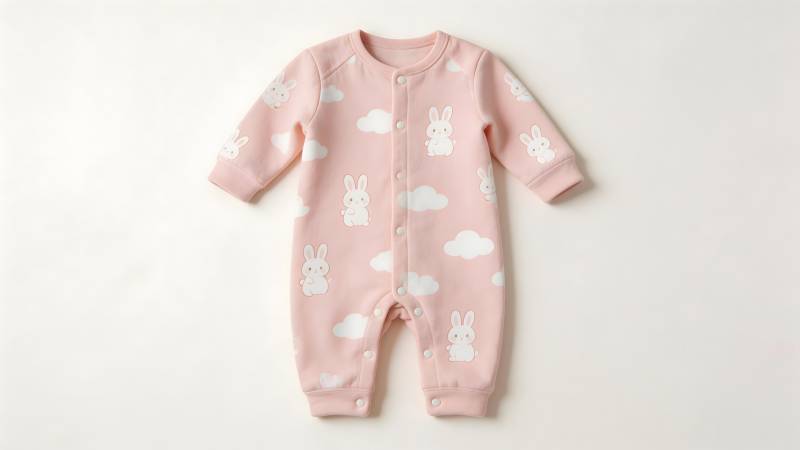 粉色兔云婴儿连体衣图片