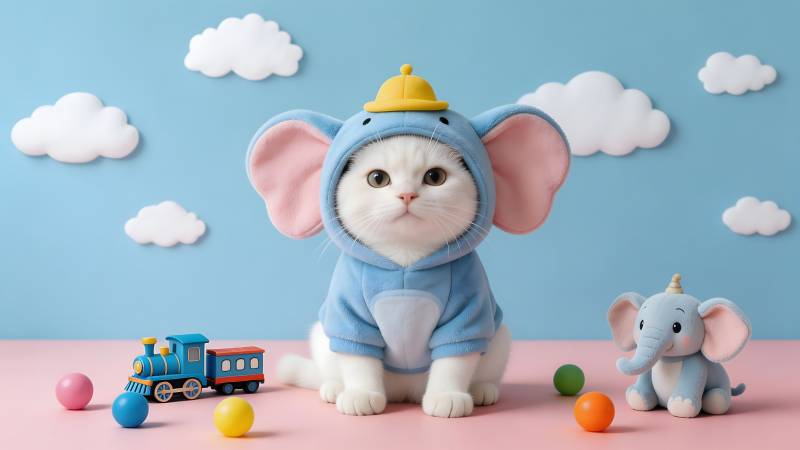萌猫穿象装图片