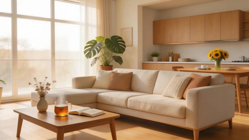 温馨现代客厅一角图片