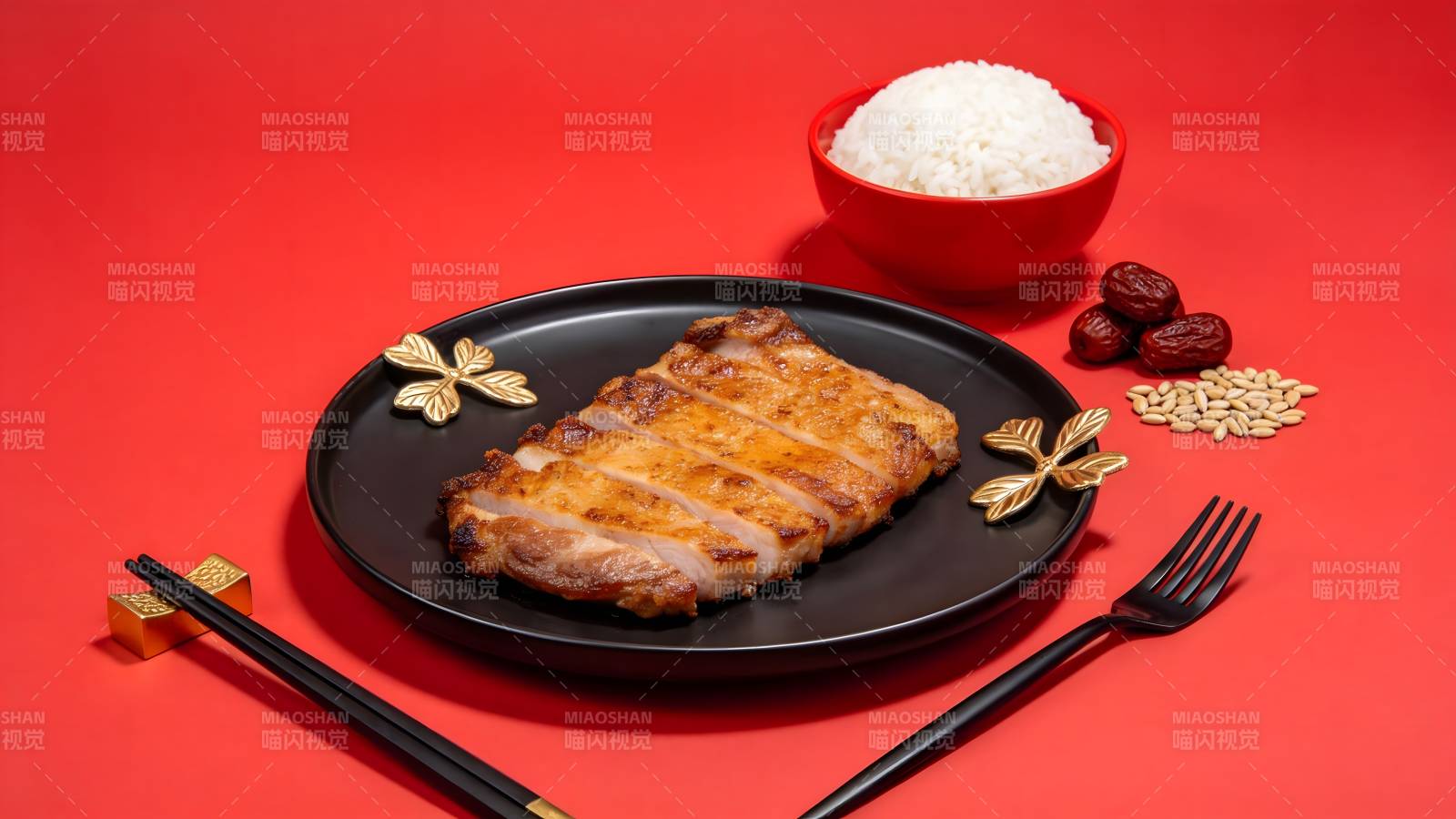 烤肉配饭 美味呈现图片
