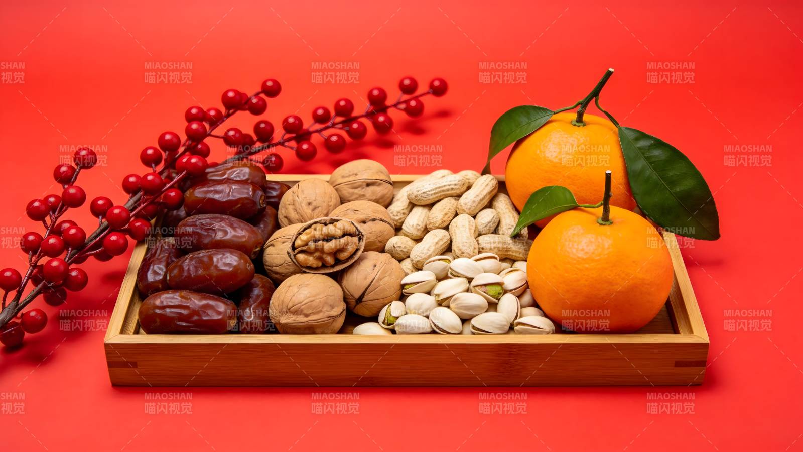 年货坚果果脯摆盘图片